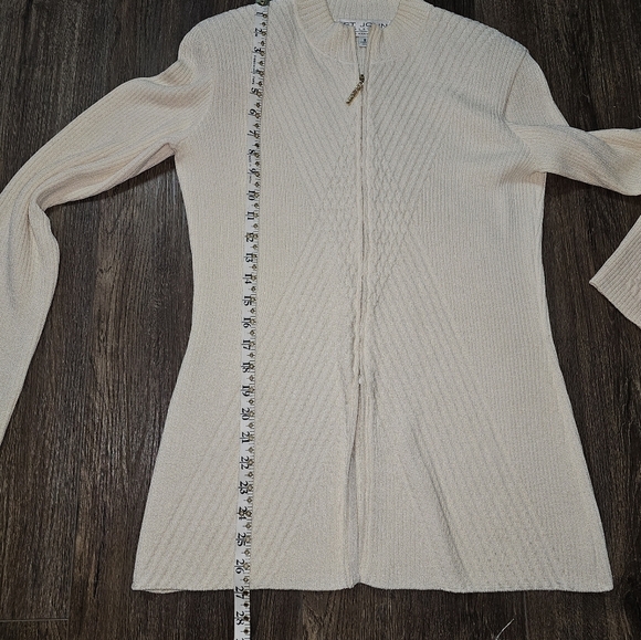 St John Collection Womens Santana Knit Zipper Cardigan, Ivory Sz 6,Old Money - Picture 10 of 12